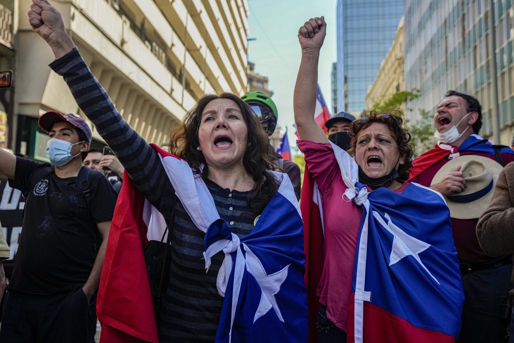 APTOPIX Chile Migrants Protest